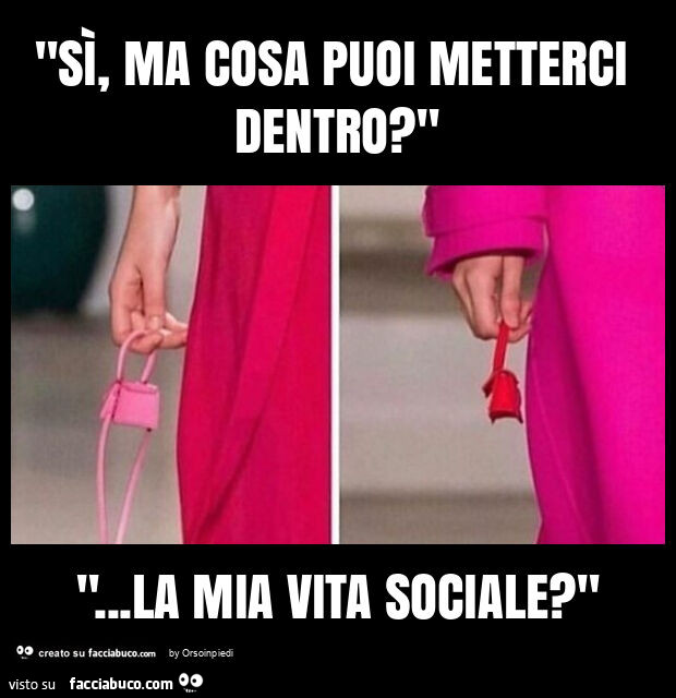 "sì, ma cosa puoi metterci dentro? " "&hellip; la mia vita sociale? "
