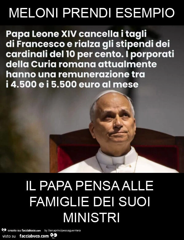 Meloni prendi esempio il papa pensa alle famiglie dei suoi ministri