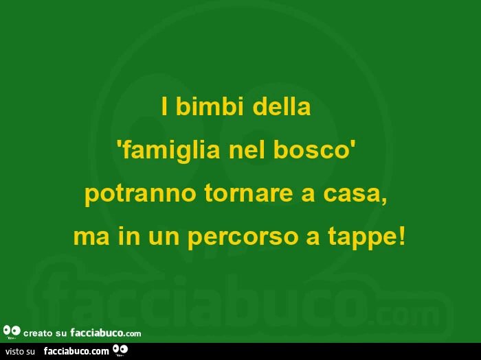 I bimbi della  'famiglia nel boscò  potranno tornare a casa,   ma in un percorso a tappe