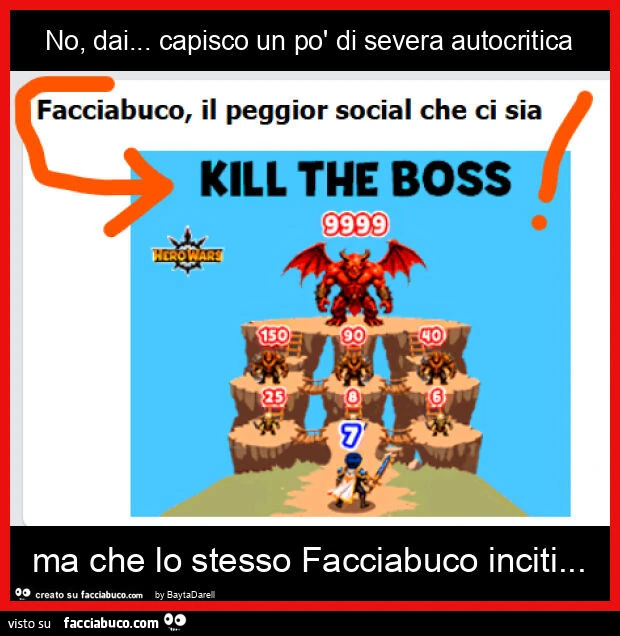 No, dai&hellip; capisco un po' di severa autocritica ma che lo stesso facciabuco inciti