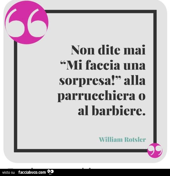 Non dite mai mi faccia una sorpresa alla parrucchiera o al barbiere. William Rotsler