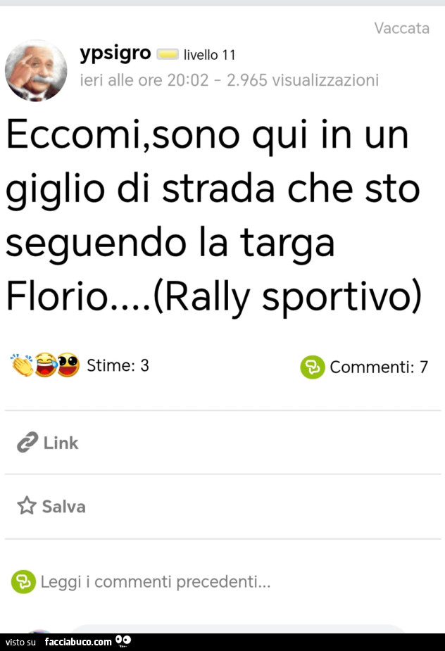 Eccomi, sono qui in un giglio di strada che sto seguendo la targa florio&hellip; rally sportivo