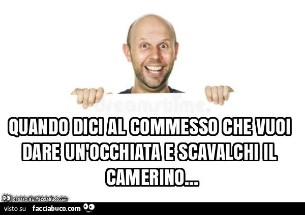 Quando dici al commesso che vuoi dare un'occhiata e scavalchi il camerino