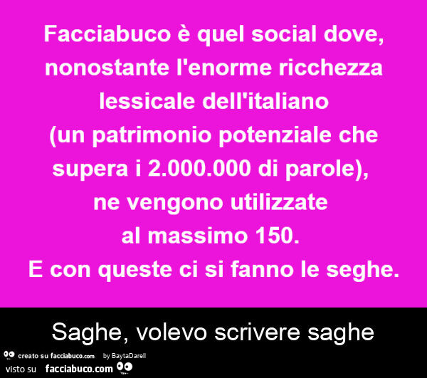 Saghe, volevo scrivere saghe