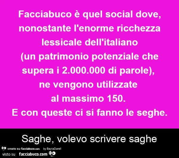 Saghe, volevo scrivere saghe