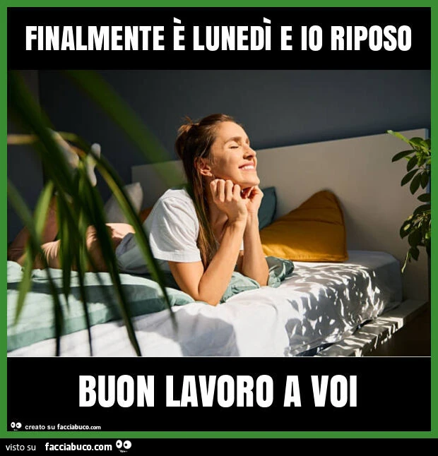 Finalmente รจ lunedรฌ e io riposo buon lavoro a voi