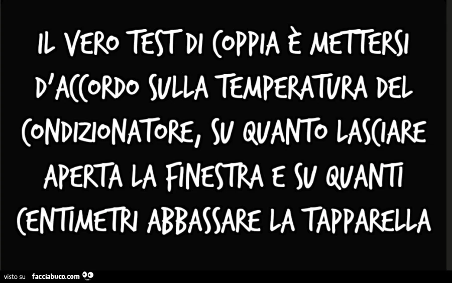 Il vero test di coppia è mettersi d'accordo sulla temperatura del condizionatore, su quanto lasciare aperta la finestra e su quanti centimetri abbassare la tapparella