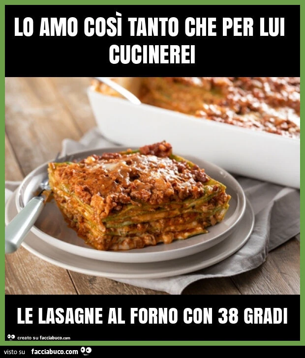 Lo amo così tanto che per lui cucinerei le lasagne al forno con 38 gradi