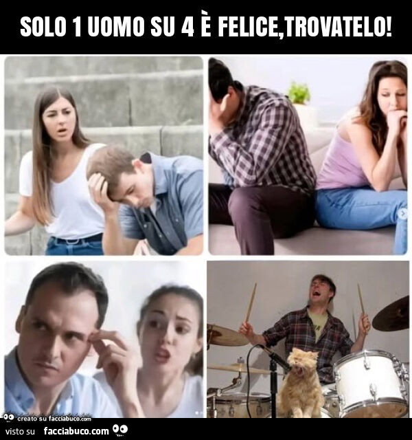 Solo 1 uomo su 4 è felice, trovatelo