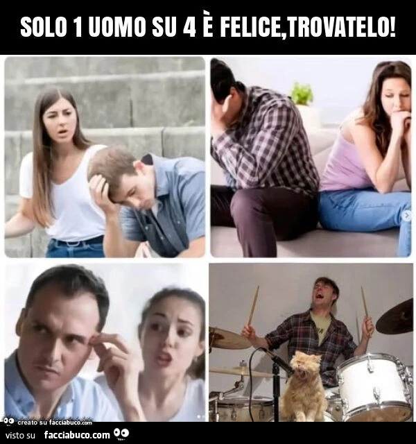 Solo 1 uomo su 4 è felice, trovatelo