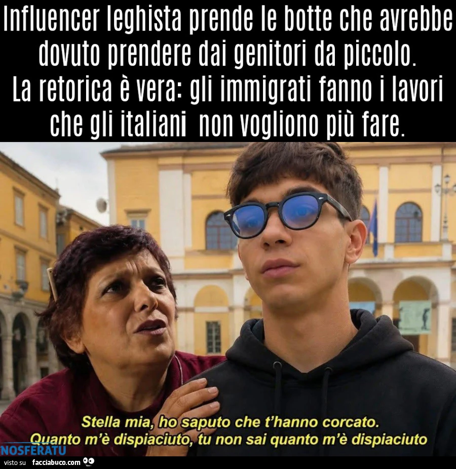 Influencer leghista "corcato" di botte