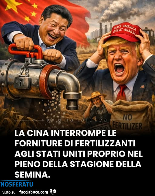 La cina interrompe le forniture di fertilizzanti agli stati uniti