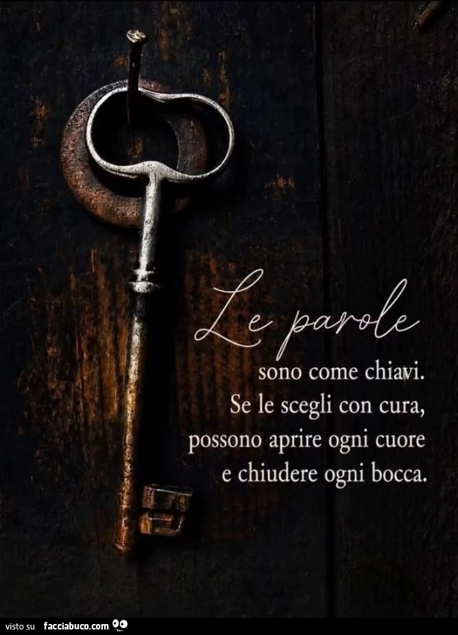 Le parole sono come chiavi. Se le scegli con cura, possono aprire ogni cuore e chiudere ogni bocca