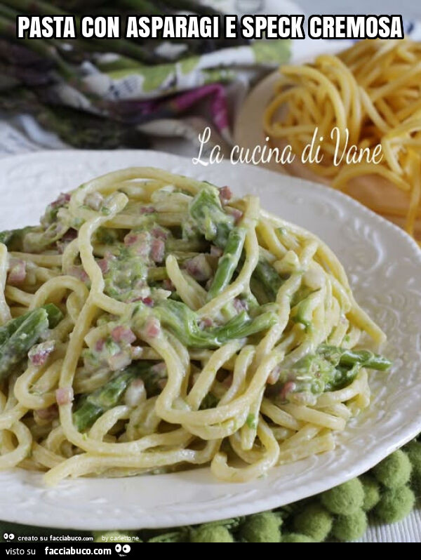 Pasta con asparagi e speck cremosa