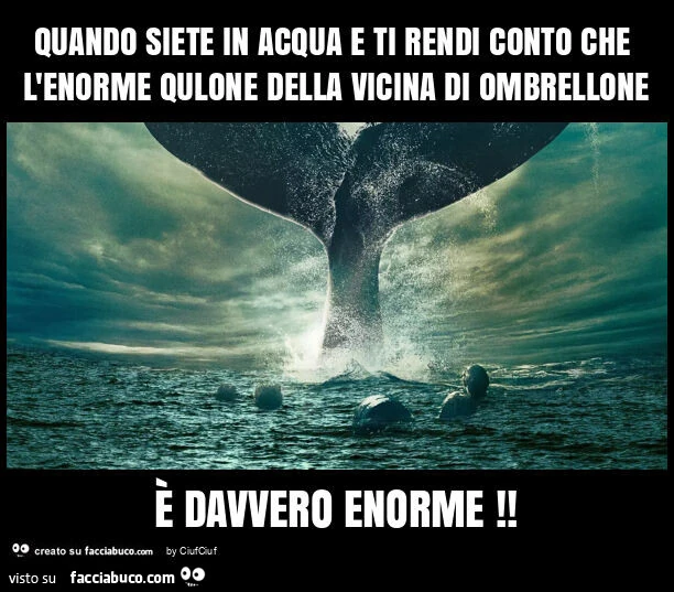 Quando siete in acqua e ti rendi conto che l'enorme qulone della vicina di ombrellone è davvero enorme