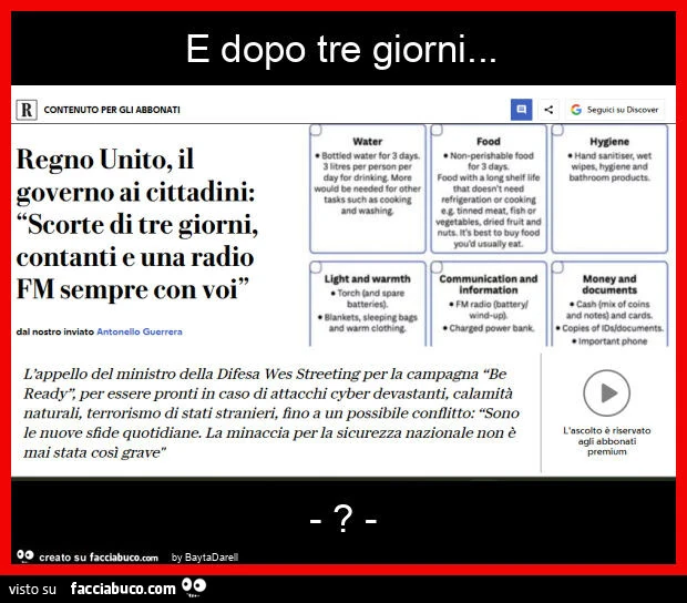 Regno Unito: scorte di tre giorni&hellip; E dopo tre giorni&hellip; -?