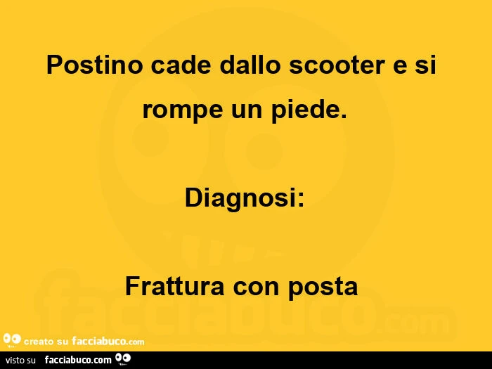 Postino cade dallo scooter e si rompe un piede. Diagnosi: frattura con posta