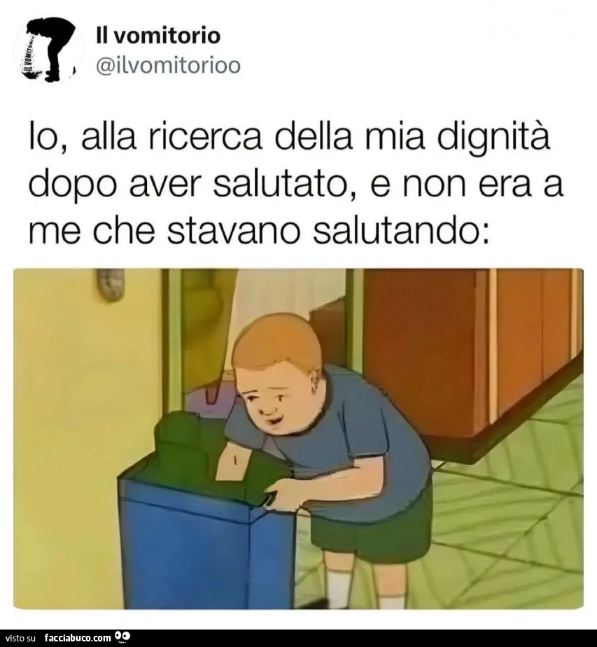 Io, alla ricerca della mia dignità dopo aver salutato, e non era a me che stavano salutando