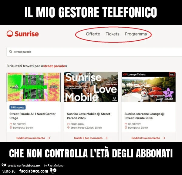 Il mio gestore telefonico che non controlla l'età degli abbonati