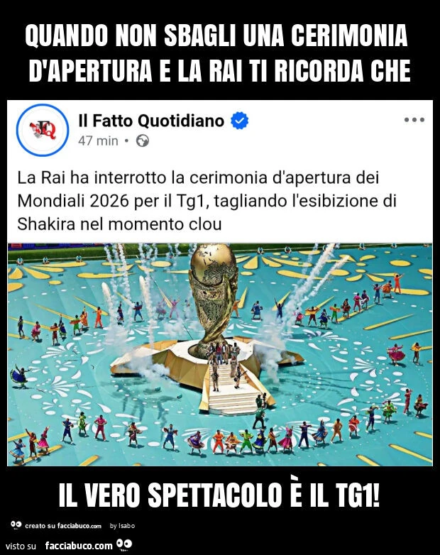 Quando non sbagli una cerimonia d'apertura e la rai ti ricorda che il vero spettacolo è il tg1