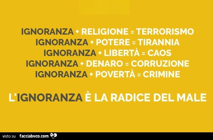 Ignoranza piรน religione uguale terrorismo