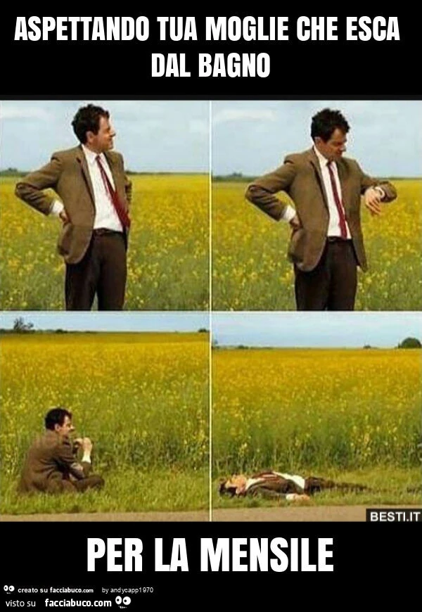 Aspettando tua moglie che esca dal bagno per la mensile