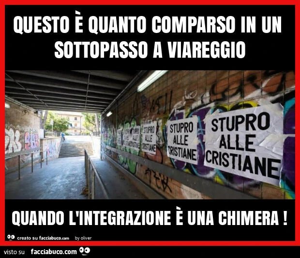 Questo è quanto comparso in un sottopasso a viareggio quando l'integrazione è una chimera