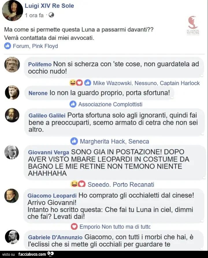 Luigi XIV Re Sole: ma come si permette questa luna a passarmi davanti? Verrà contattata dai miei avvocati