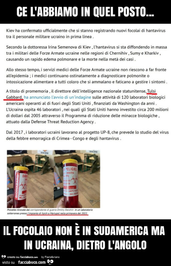Ce l'abbiamo in quel posto&hellip; il focolaio non è in sudamerica ma in ucraina, dietro l'angolo