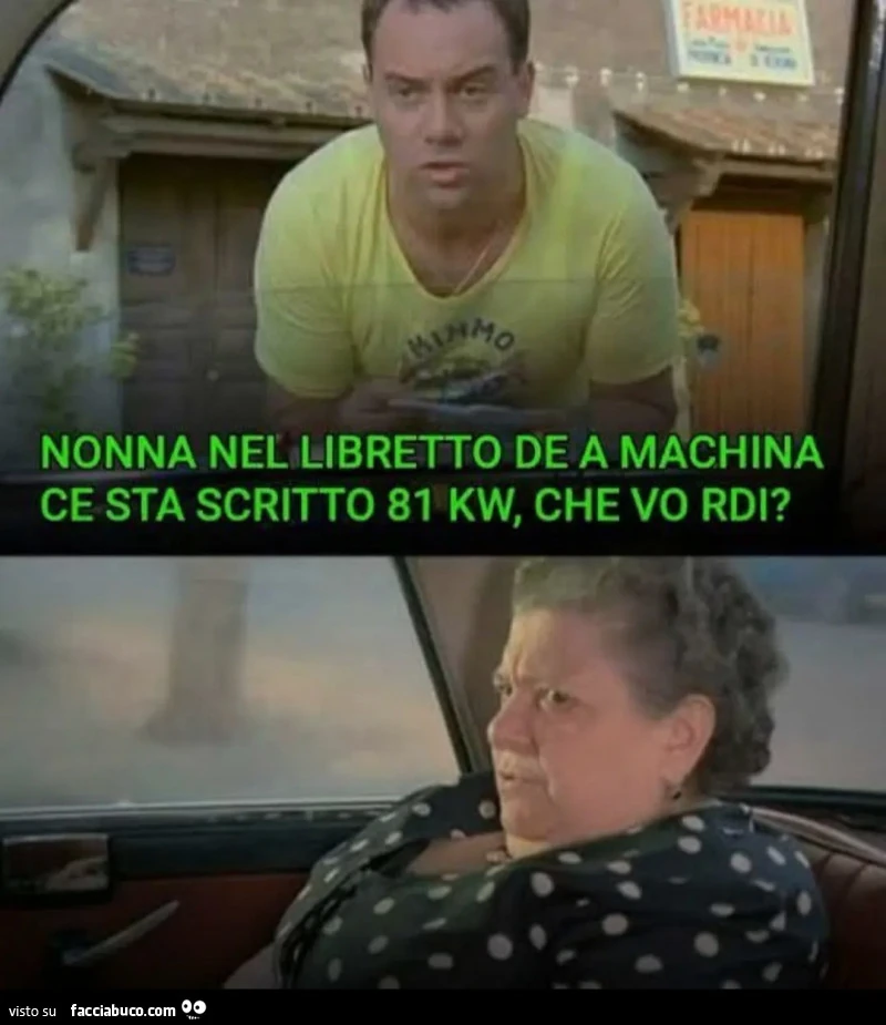 ARMAZIA O8 HIHMO NONNA NEL LIBRETTO DE A MACHINA CE STA SCRITTO 81 KW, CHE vO RDI?
