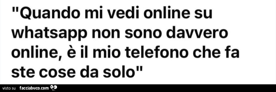 Quando mi vedi online su whatsapp non sono davvero online, รจ il mio telefono che fa ste cose da solo