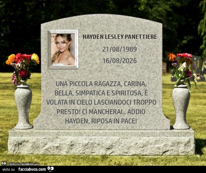 Hayden lesley panettiere. Una piccola ragazza, carina, bella, simpatica e spiritosa, è volata in cielo lasciandoci troppo presto! Ci mancherai. Addio hayden, riposa in pace