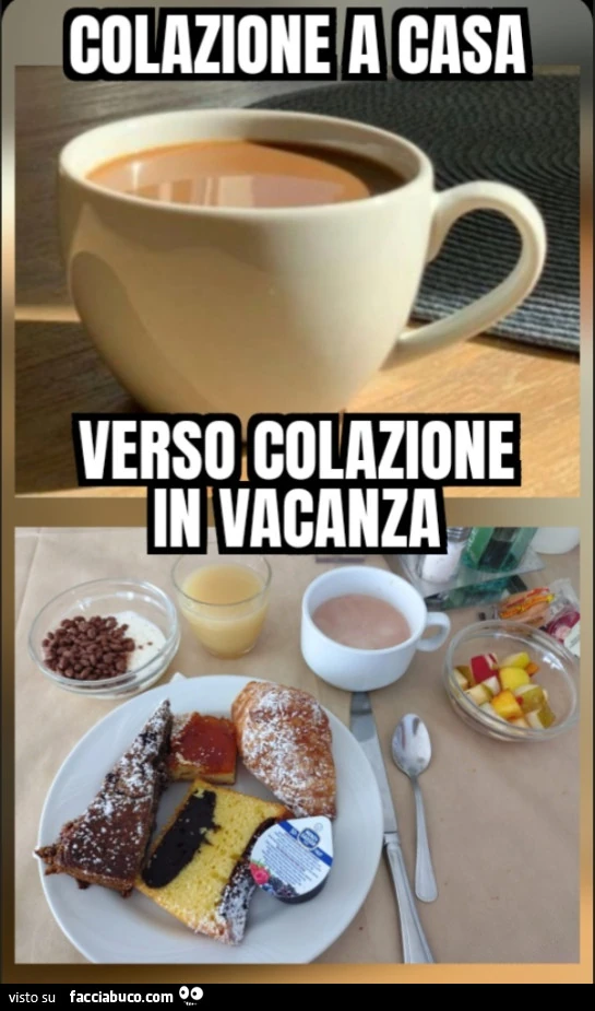 Colazione a casa verso Colazione in vacanza