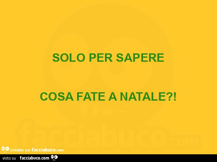 Solo per sapere cosa fate a natale?