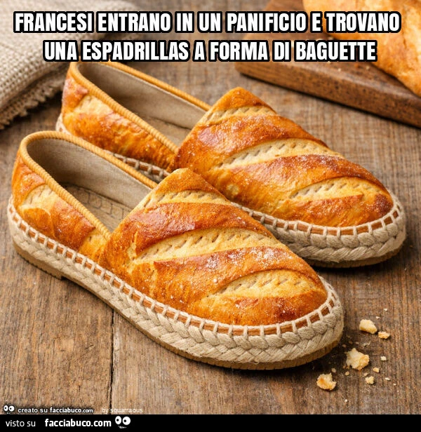 Francesi entrano in un panificio e trovano una espadrillas a forma di baguette