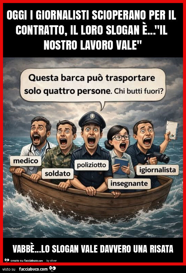 Oggi i giornalisti scioperano per il contratto, il loro slogan è&hellip; "il nostro lavoro vale" vabbè&hellip; lo slogan vale davvero una risata