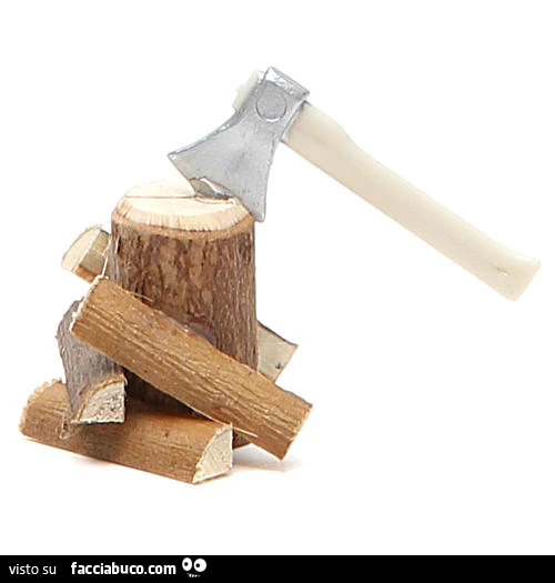 Ascia e ciocchi di legno