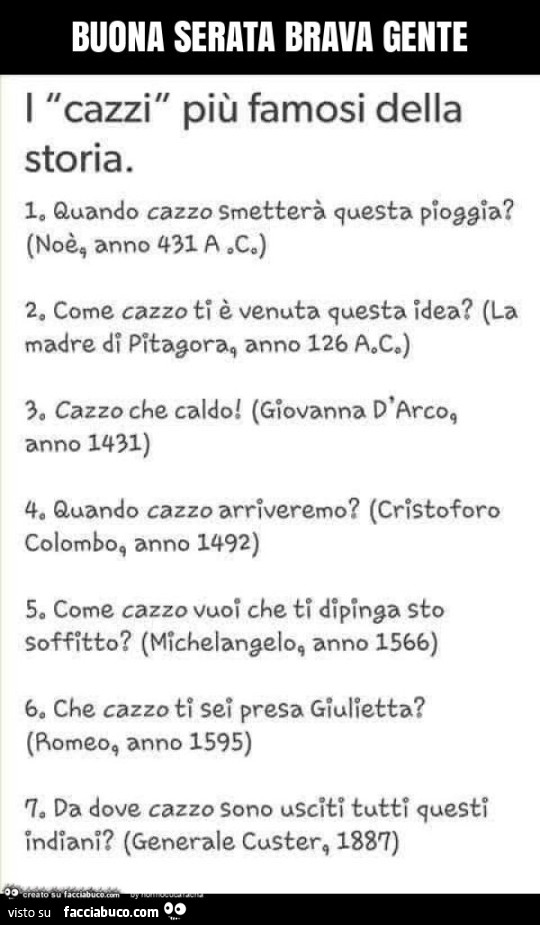 Buona serata brava gente