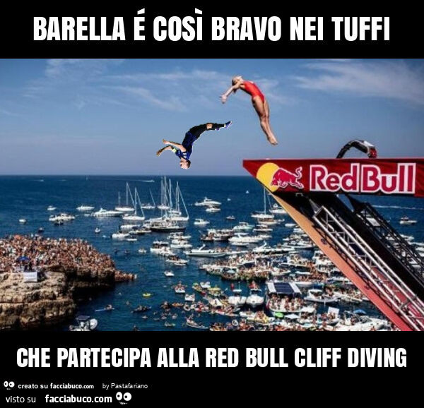 Barella é così bravo nei tuffi che partecipa alla red bull cliff diving
