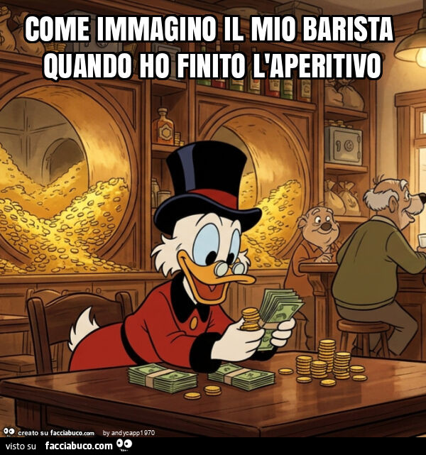 Come immagino il mio barista quando ho finito l'aperitivo