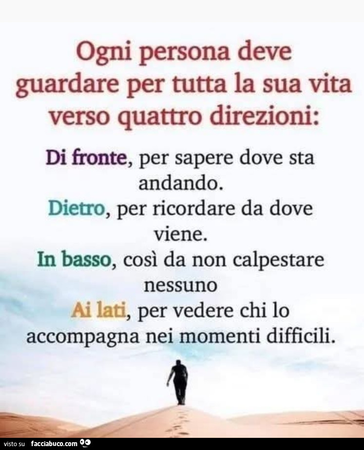 Ogni persona deve guardare per tutta la sua vita verso quattro direzioni