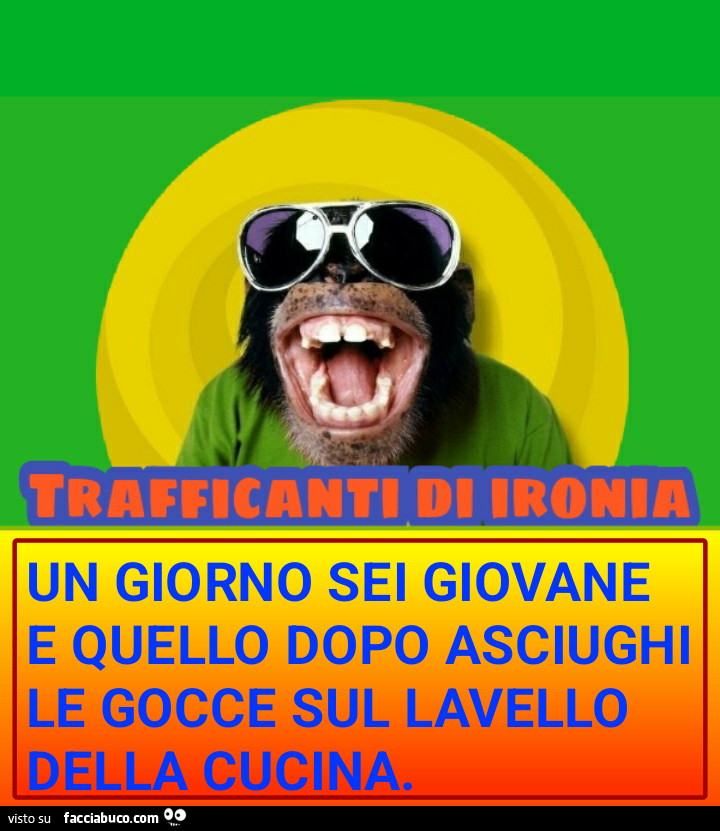 UN GIORNO SEI GIOVANE E QUELLO DOPO ASCIUGHI LE GOCCE SUL LAVELLO DELLA CUCINA
