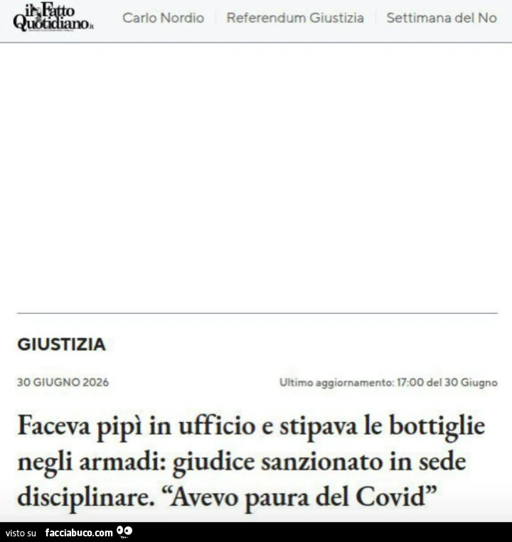 Faceva pipì in ufficio e stipava le bottiglie negli armadi: giudice sanzionato in sede disciplinare. Avevo paura del covid
