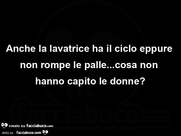 Anche la lavatrice ha il ciclo eppure non rompe le palle&hellip; cosa non hanno capito le donne?