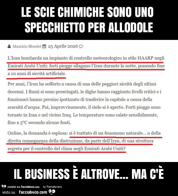 Le scie chimiche sono uno specchietto per allodole il business è altrove&hellip; ma c'è
