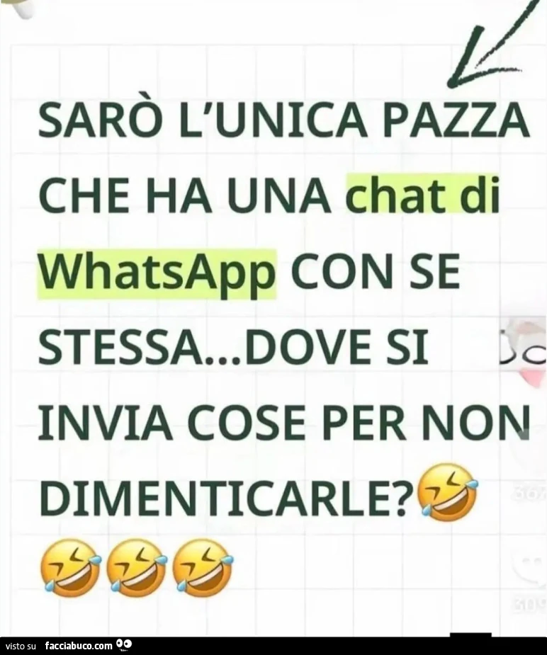 Sarò l'unica pazza che ha una chat di whatsapp con se stessa&hellip; dove si invia cose per non dimenticarle?