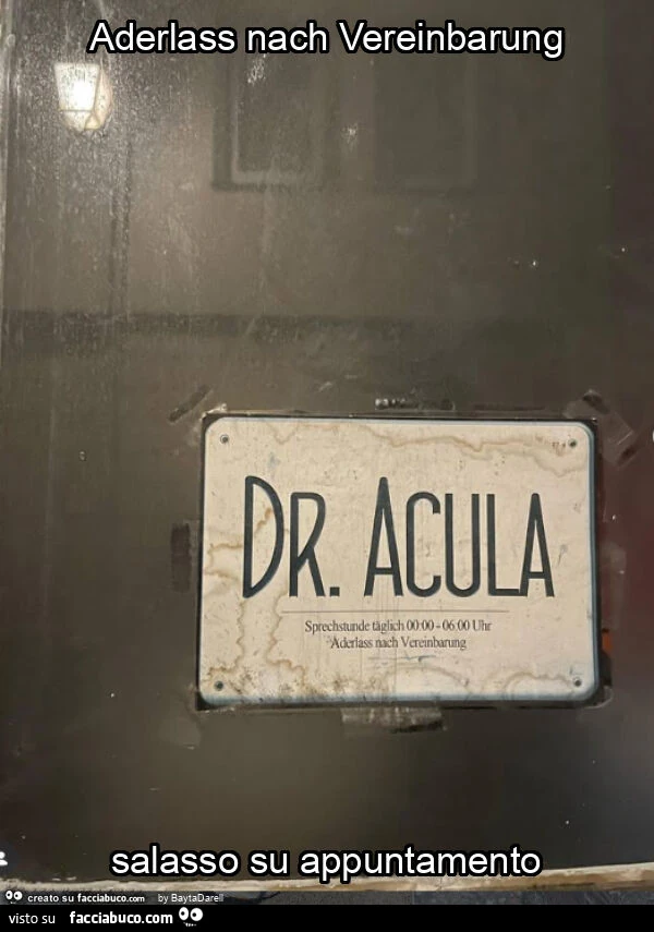 Aderlass nach vereinbarung salasso su appuntamento