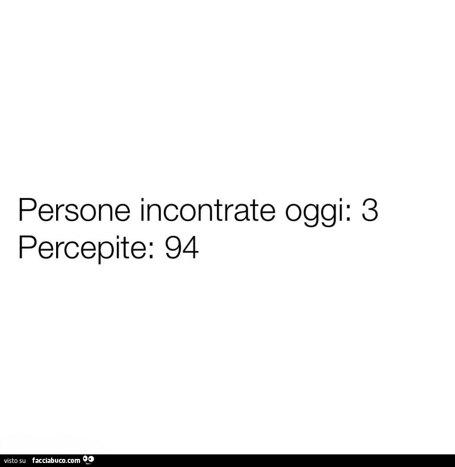 Persone incontrate oggi: 3 percepite: 94