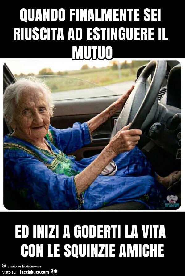 Quando finalmente sei riuscita ad estinguere il mutuo ed inizi a goderti la vita con le squinzie amiche