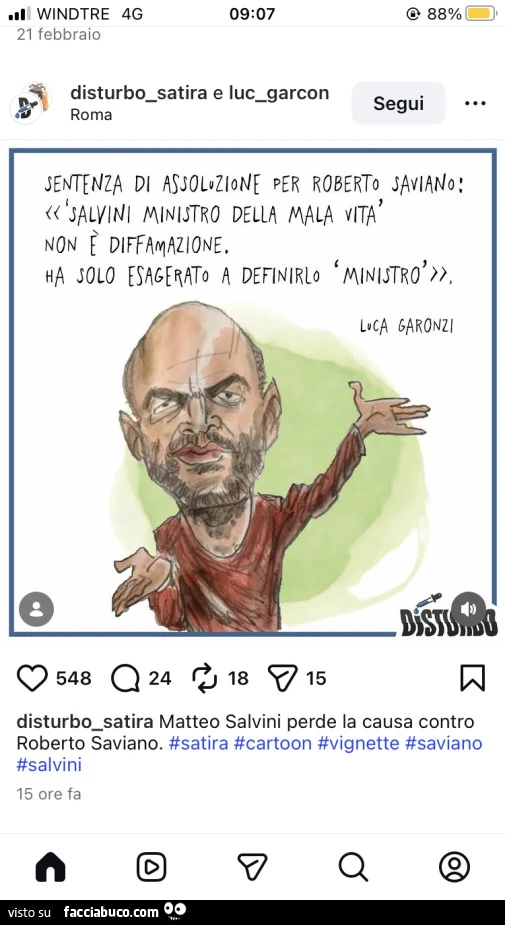 Sentenza di assoluzione per Roberto Saviano: Salvini ministro della mala vita non รจ diffamazione